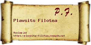 Plavsits Filotea névjegykártya